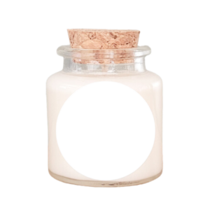 Bougie ronde avec étiquette blanche rond