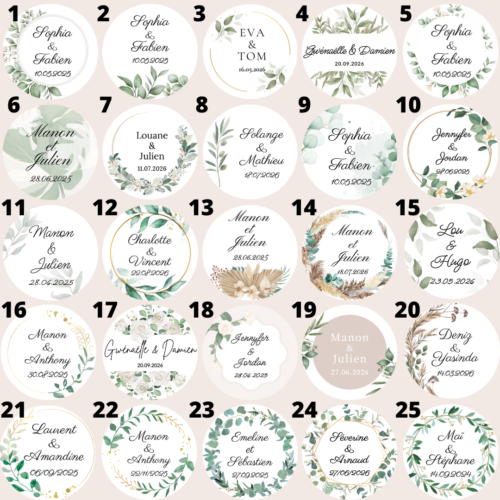 Bougies personnalisées mariage avec prénoms des mariés et date gravée, cadeaux invités élégants