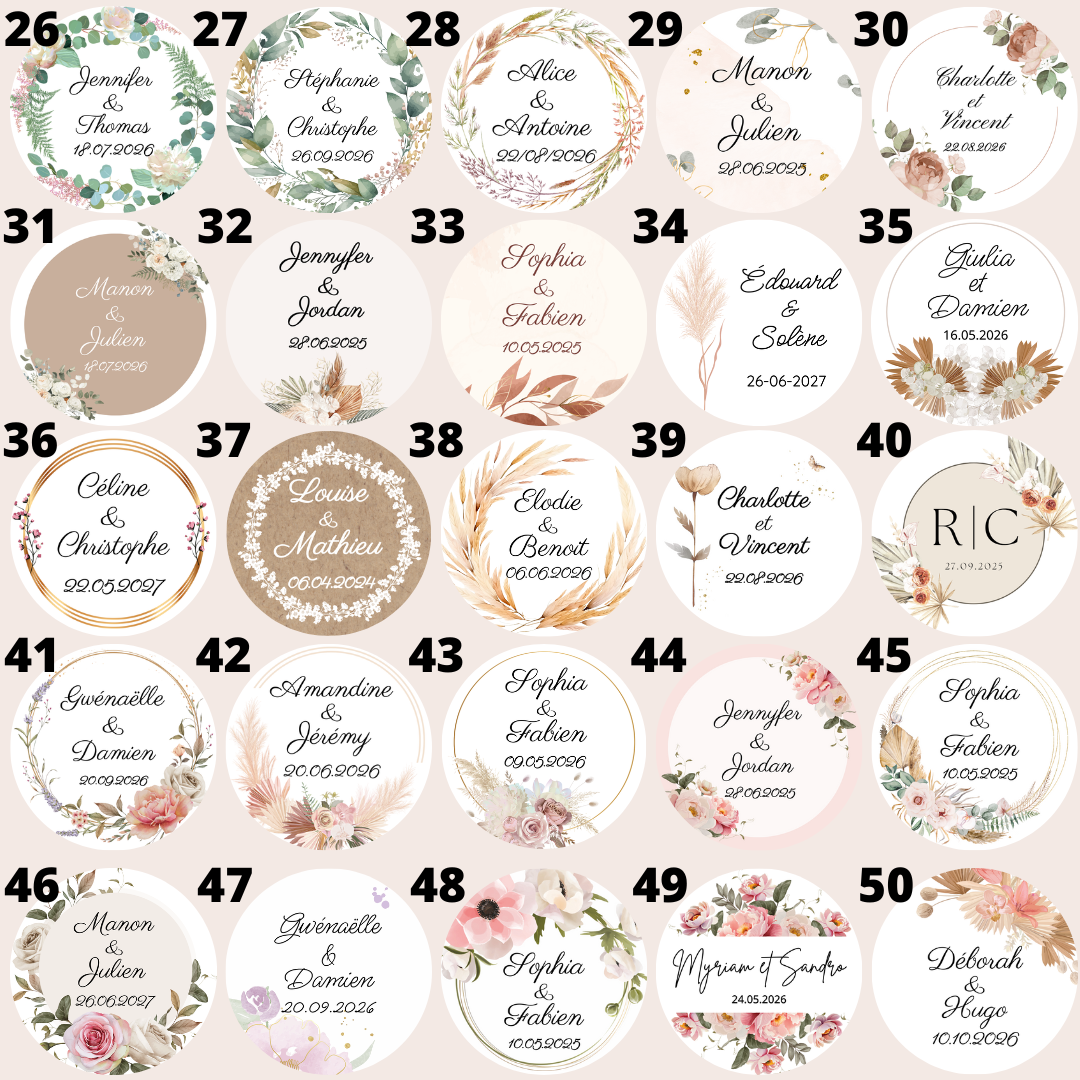 Bougies mariage personnalisées style minimaliste avec étiquette blanche et écriture élégante