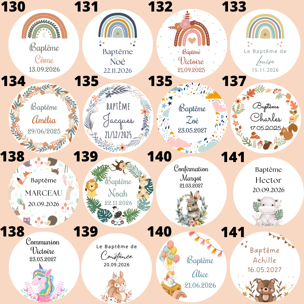 Bougies communion personnalisées style minimaliste blanc et doré