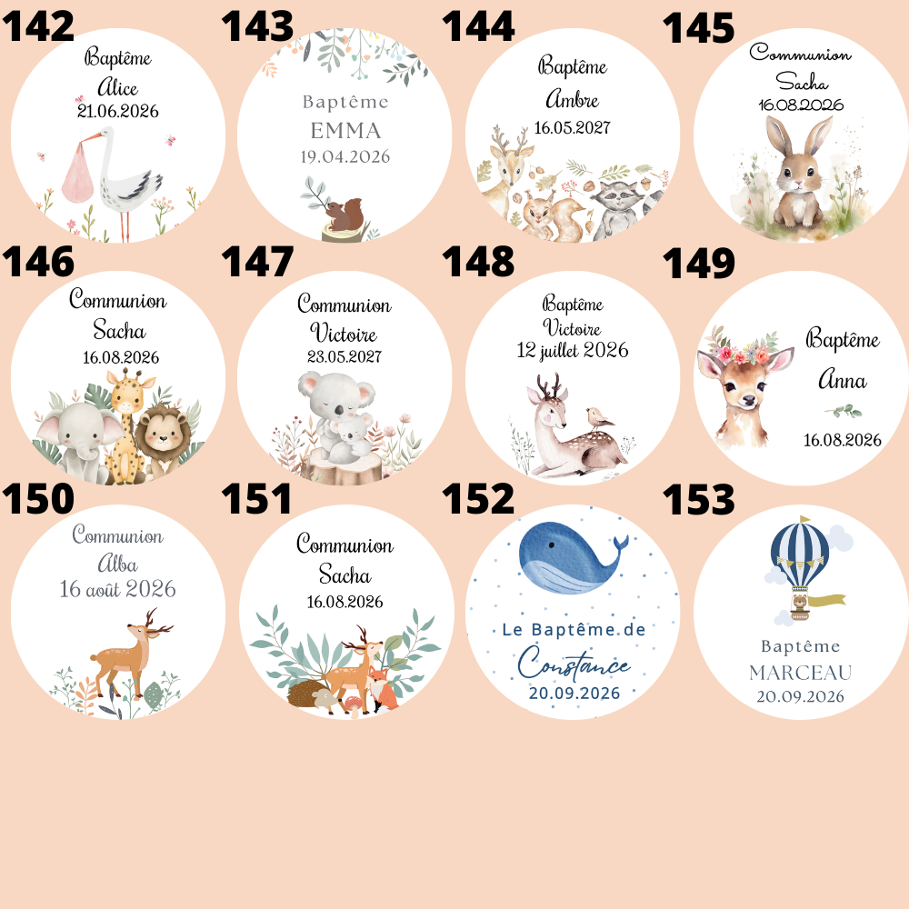 Bougies personnalisées baptême et communion en décoration de table