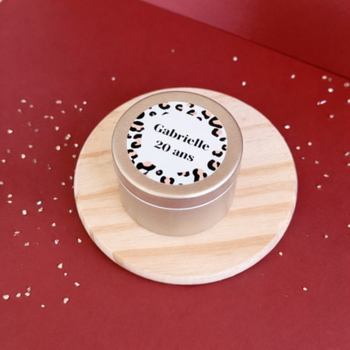 Bougie personnalisée anniversaire adulte 50ml or et étiquette personnalisée