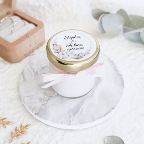 petite bougie dorée personnalisée mariage