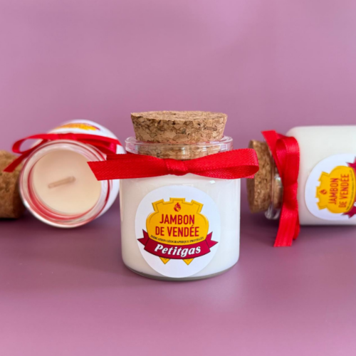 Mini bougie personnalisée avec logo d'entreprise dans un pot en verre et bouchon en liège