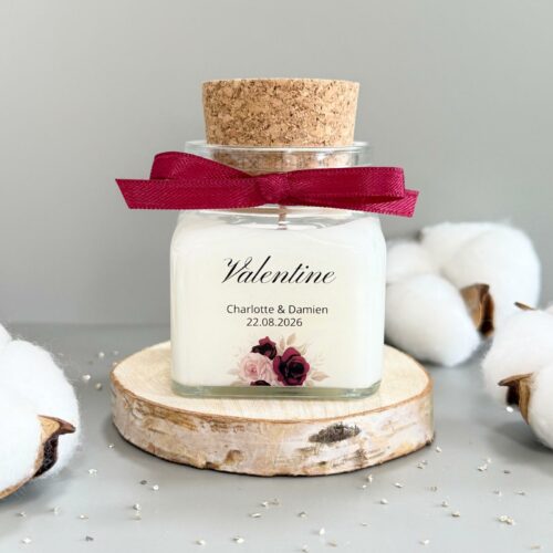Bougie marque-place personnalisée pour mariage, baptême et événement, cadeau invité avec prénom et personnalisation sur mesure.