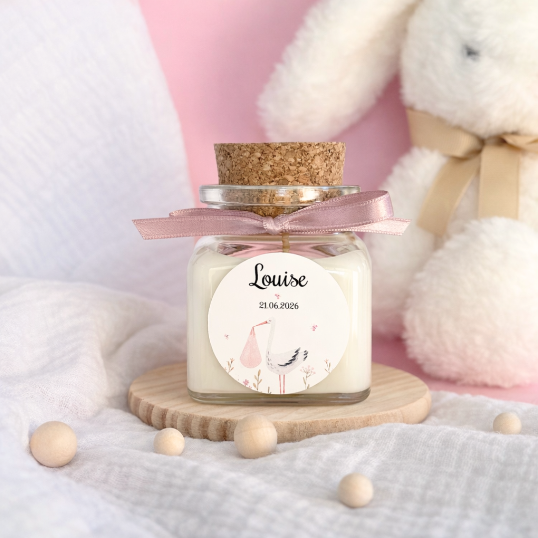 bougie en verre avec bouchon en liège personnalisable