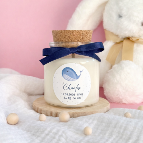 bougie avec personnalisation prénom enfant à naître