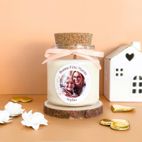 Étiquette personnalisée bougie Mamie – cadeau fête des mamies