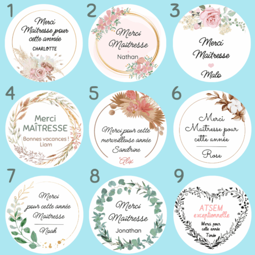 Étiquette personnalisée bougie cadeau ATSEM