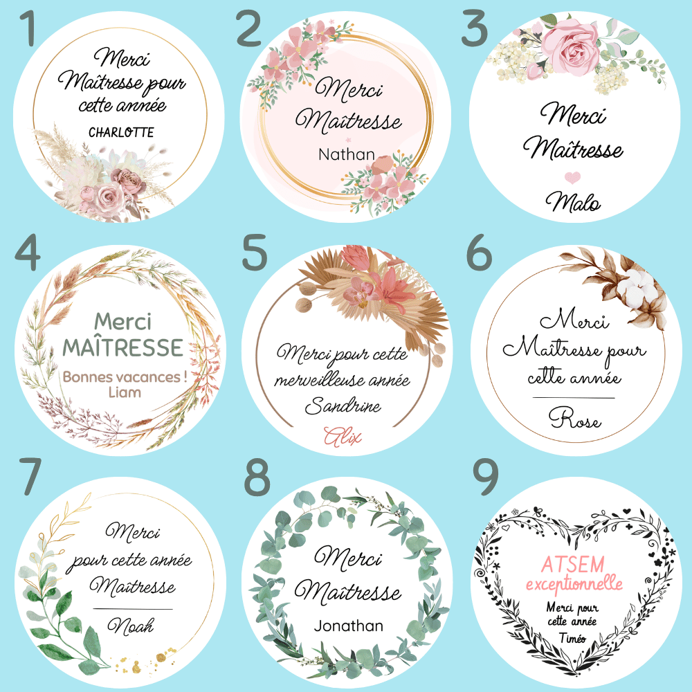 Étiquette personnalisée bougie cadeau ATSEM