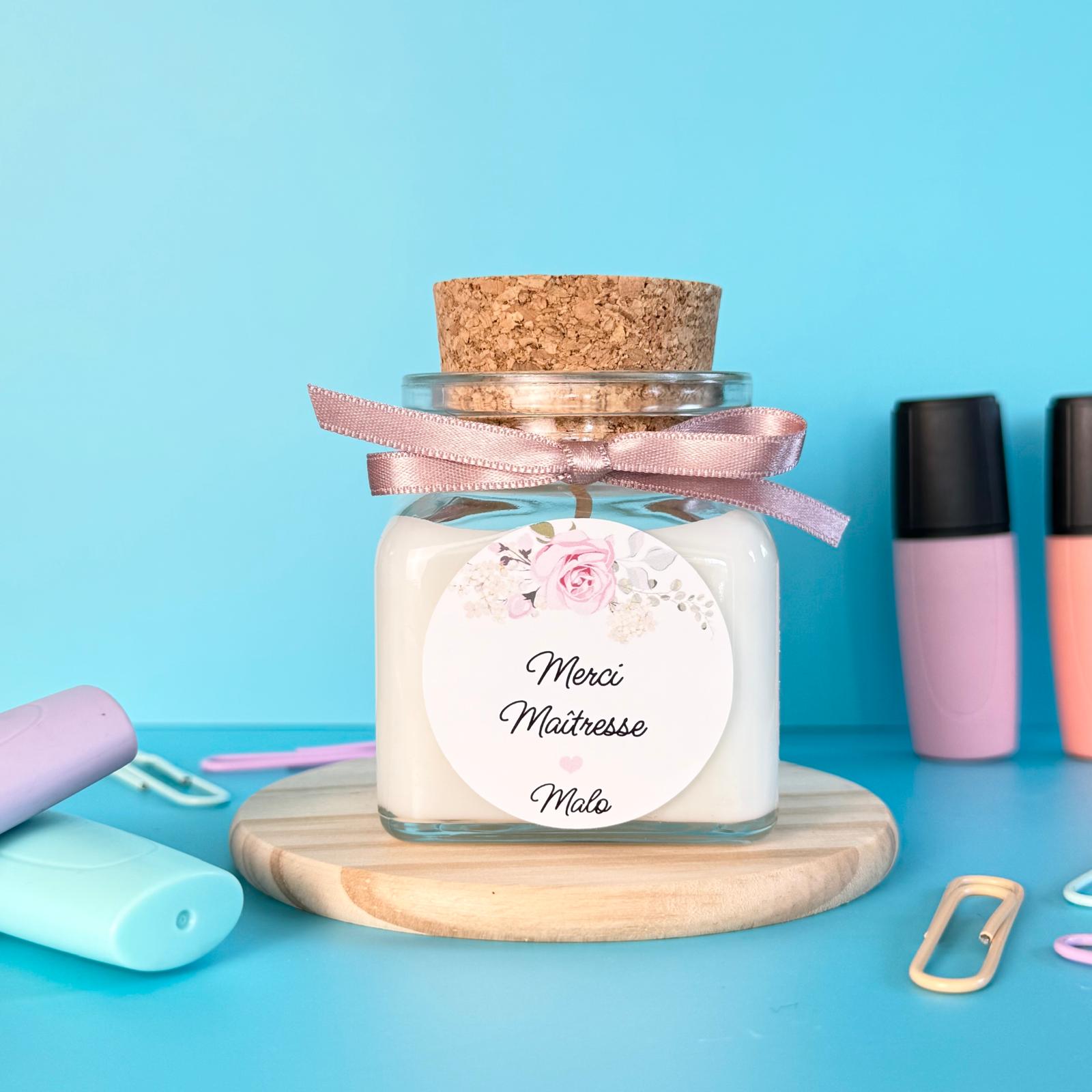 Bougie personnalisée maîtresse fin d’année scolaire 120 ml