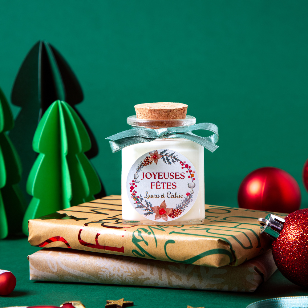 Bougie personnalisée Noël carrée