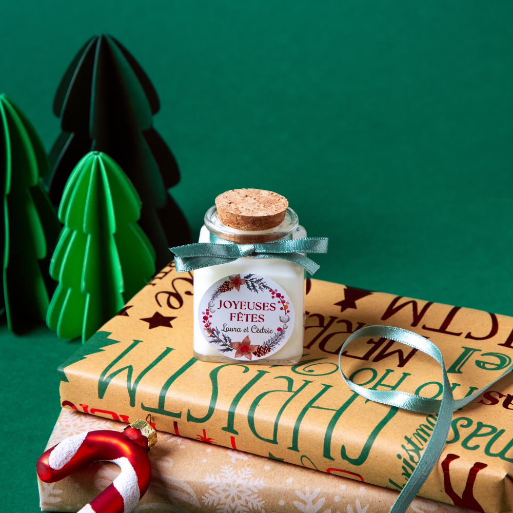 Bougie personnalisée Noël carrée – Image 3