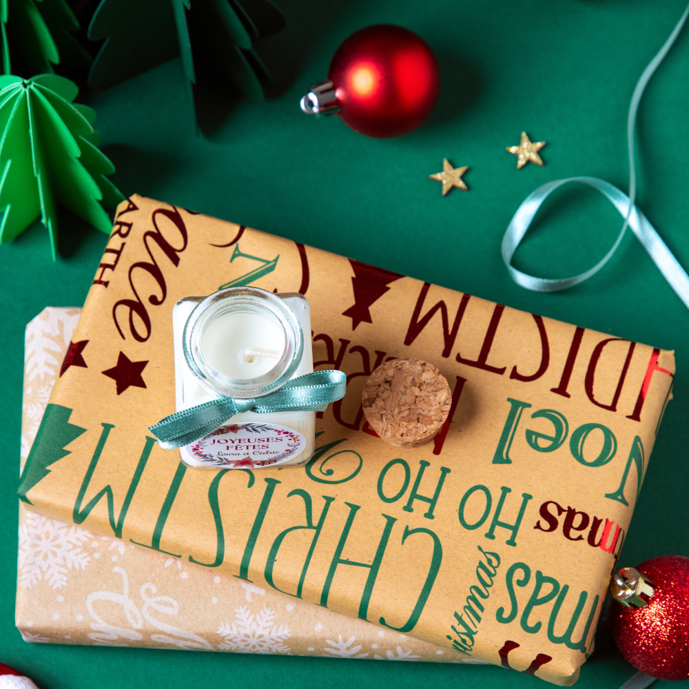 Bougie personnalisée Noël carrée – Image 2