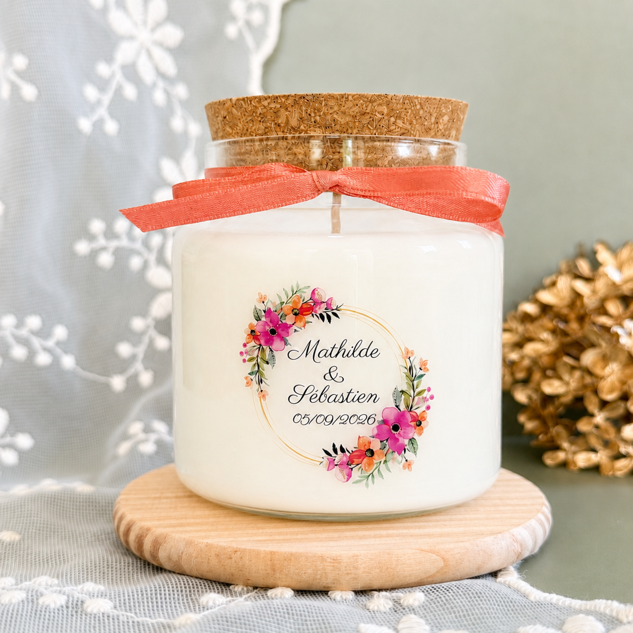 Bougie personnalisée très grand format mariage