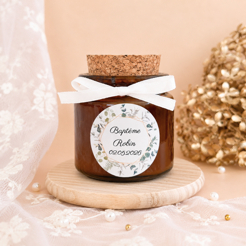 Bougie personnalisée Ambrée Baptême